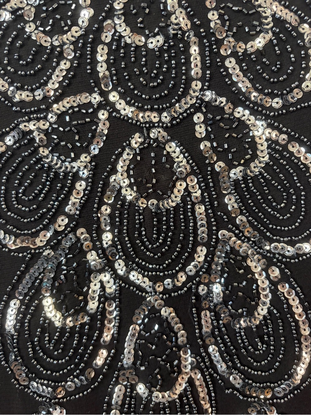 Vintage Size Large Black Beaded Silver Sequin Sheer Top Whimsigoth Gothic Y2K - Picture 5 of 11